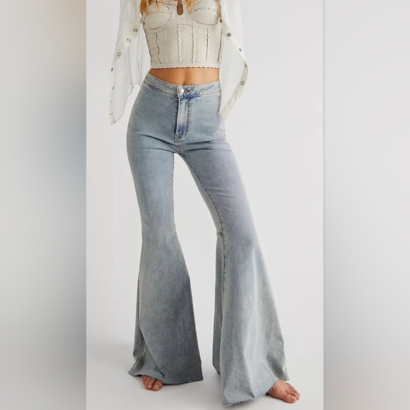 Free People Denim - Free People Light Wash Flare Jeans short length